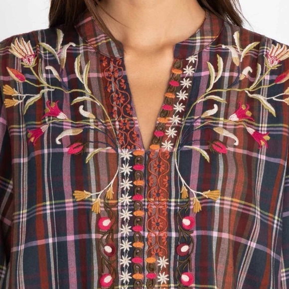Johnny Was Rosalva Paris Effortless Blouse Size XS Plaid - Picture 11 of 12